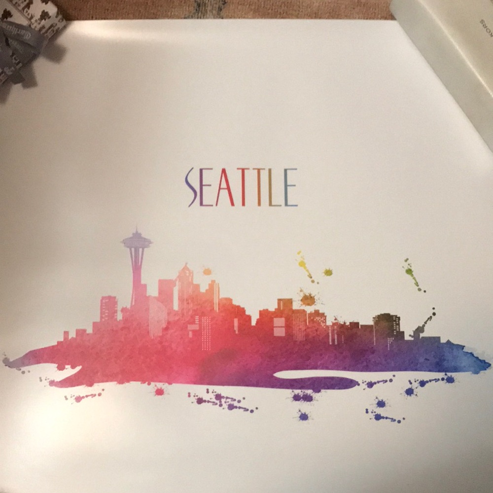NWT 18x18 Rainbow Seattle Skyline Poster